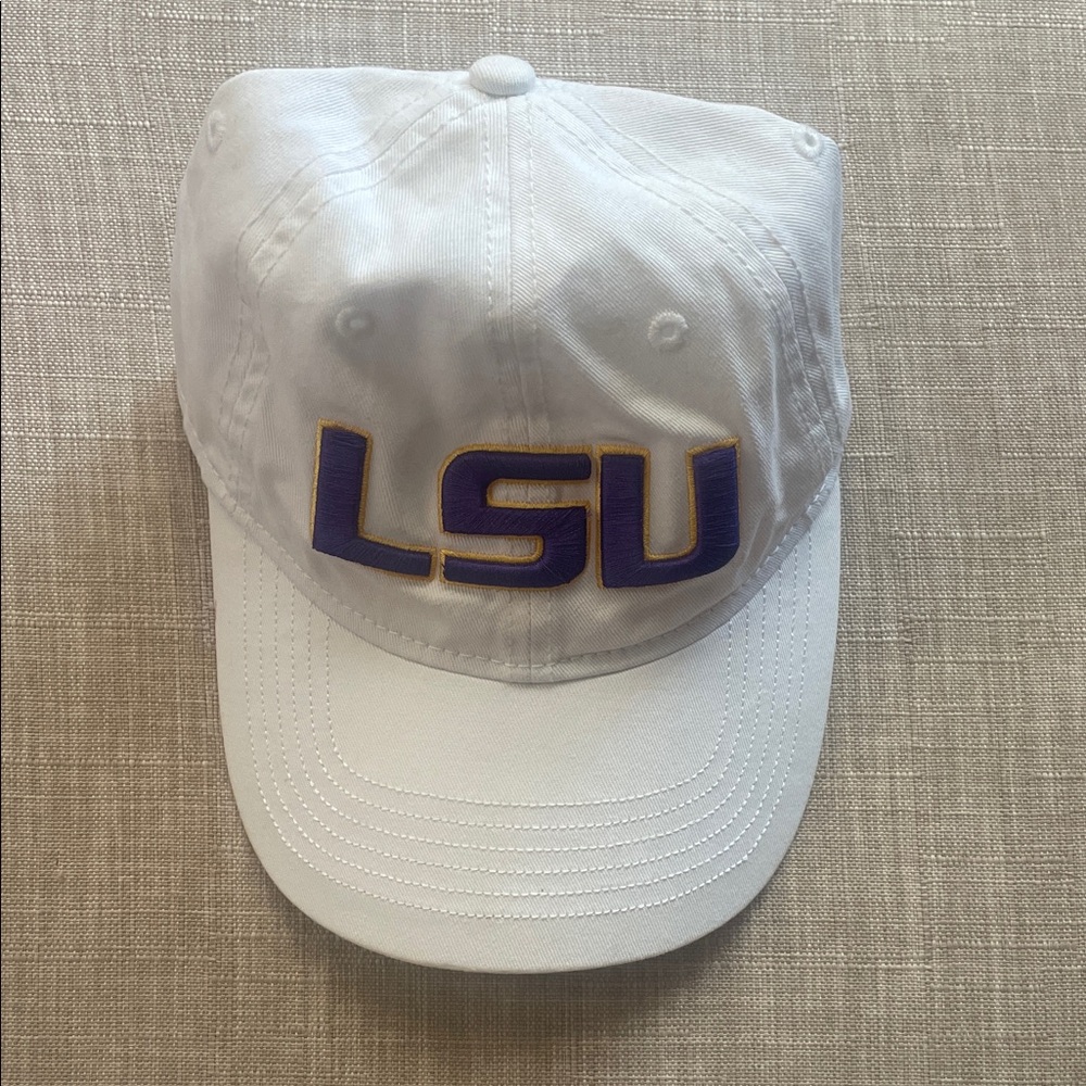 White LSU Cap with Purple Logo